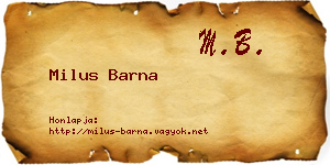 Milus Barna névjegykártya